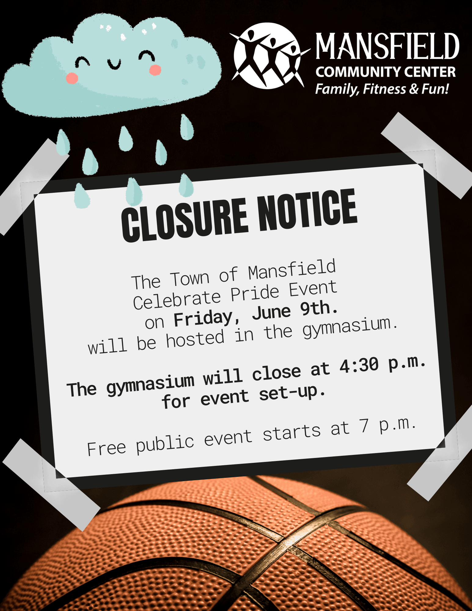 gym rain location notice