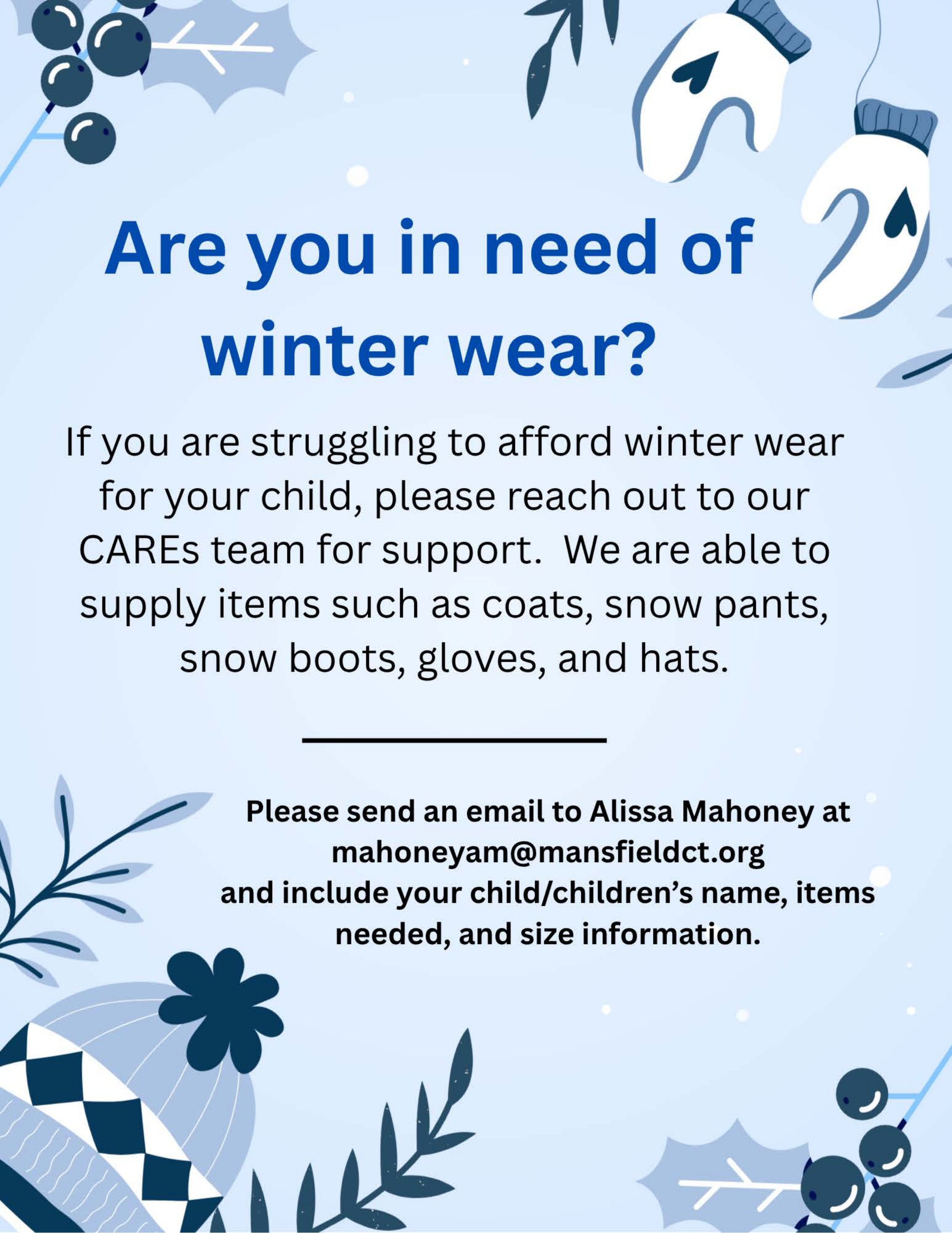 MES Are You In Need of Winter Gear 2025-2026