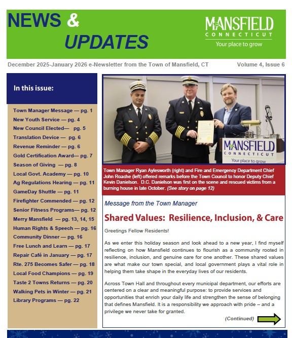 Newsletter cover for Dec-Jan 25 26 issue