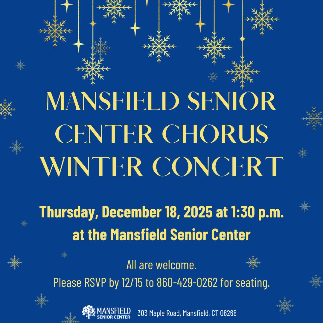 Flyer promoting concert by Mansfield Senior Center Chorus