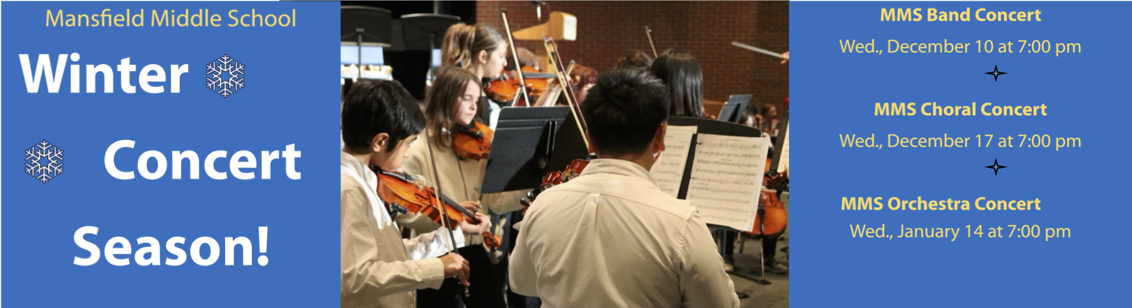 Winter Concert Season at Mansfield Schools - Concert dates and images of ensembles