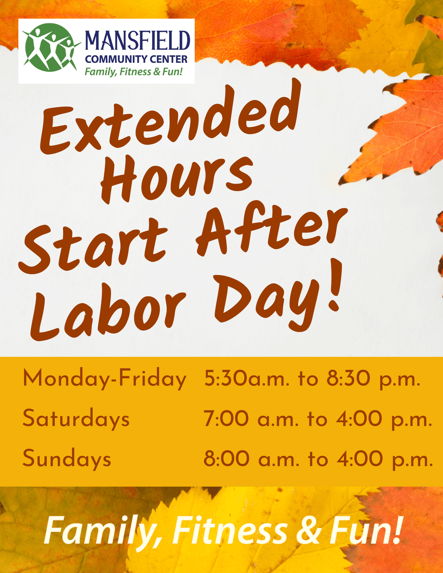 New Hours Start After Labor Day