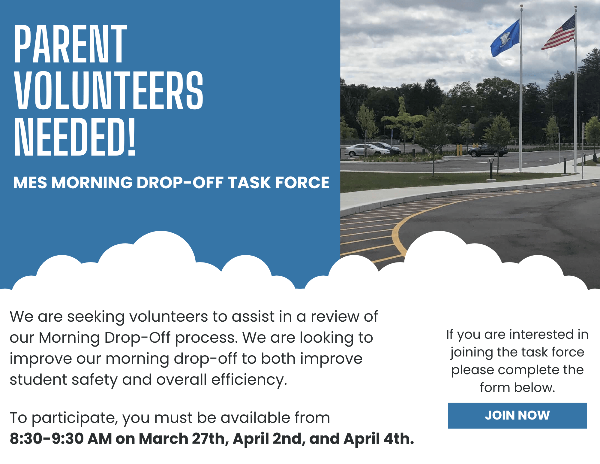 MES Morning Drop-Off Task Force Flyer 2024