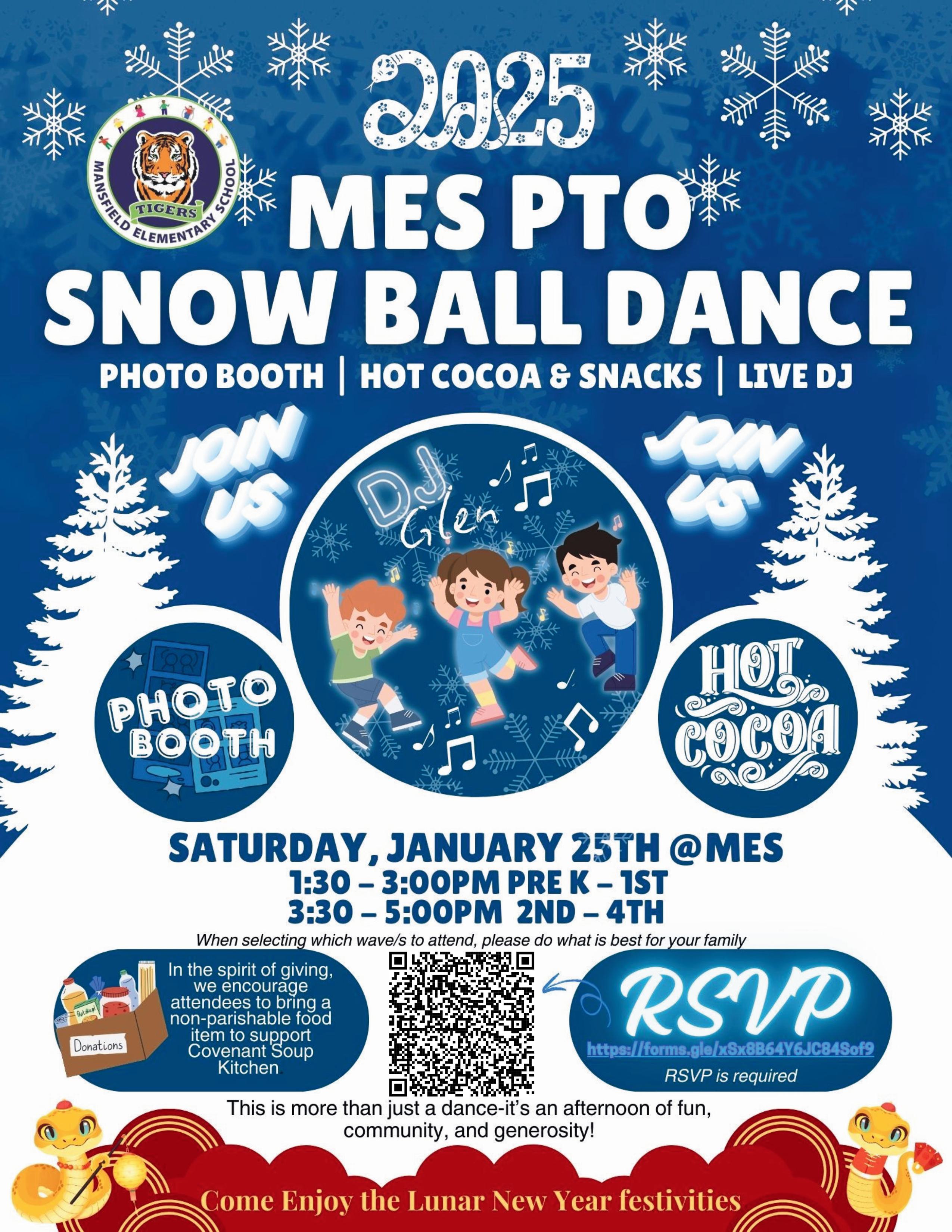 MES PTO Snow Ball Dance Flyer 01.25.2025