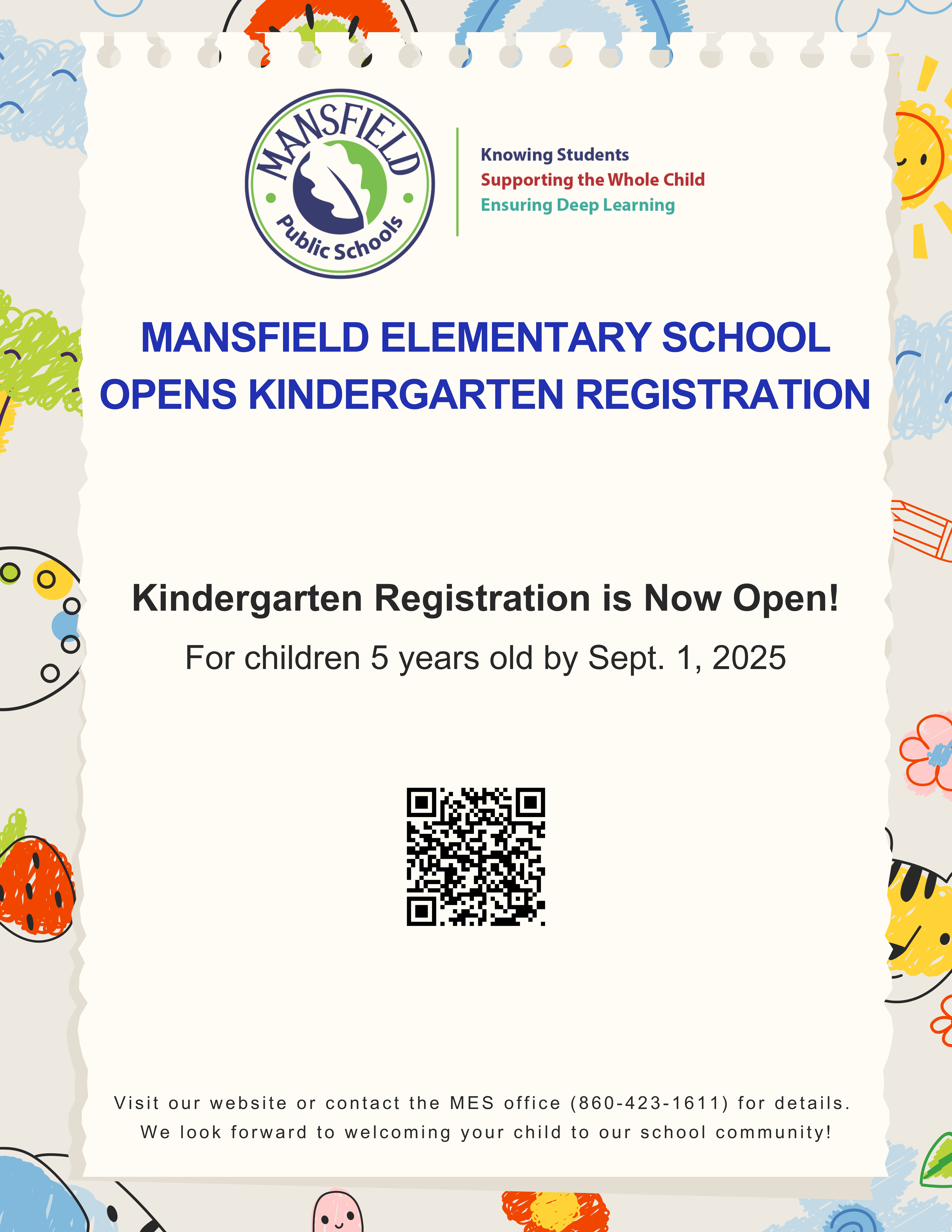 Mansfield Elementary School Opens Kindergarten Registration 2025 Flyer