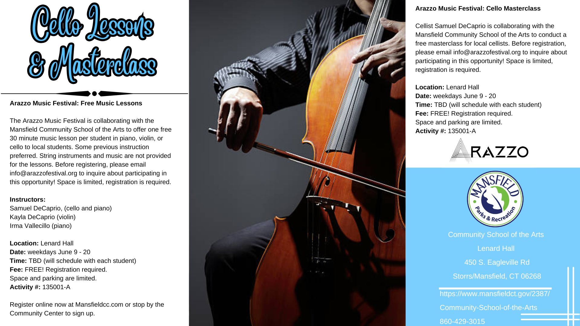 Cello Lessons And Masterclass Summer 2025