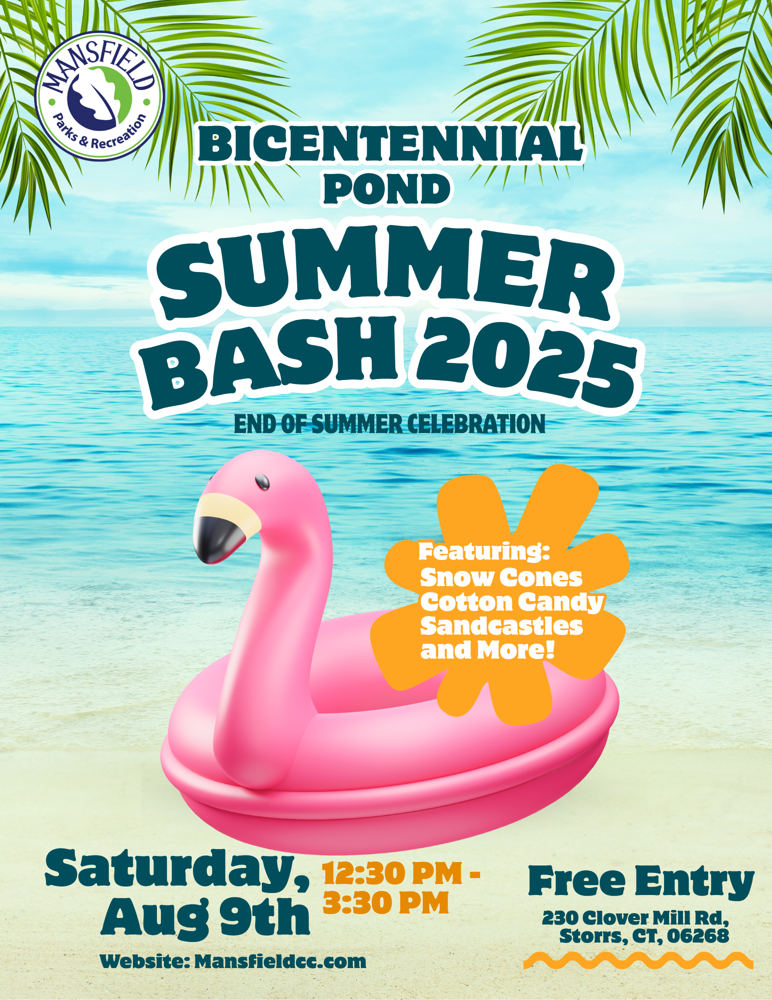 Pink Yellow and Turquoise Playful Summer Bash Flyer A4