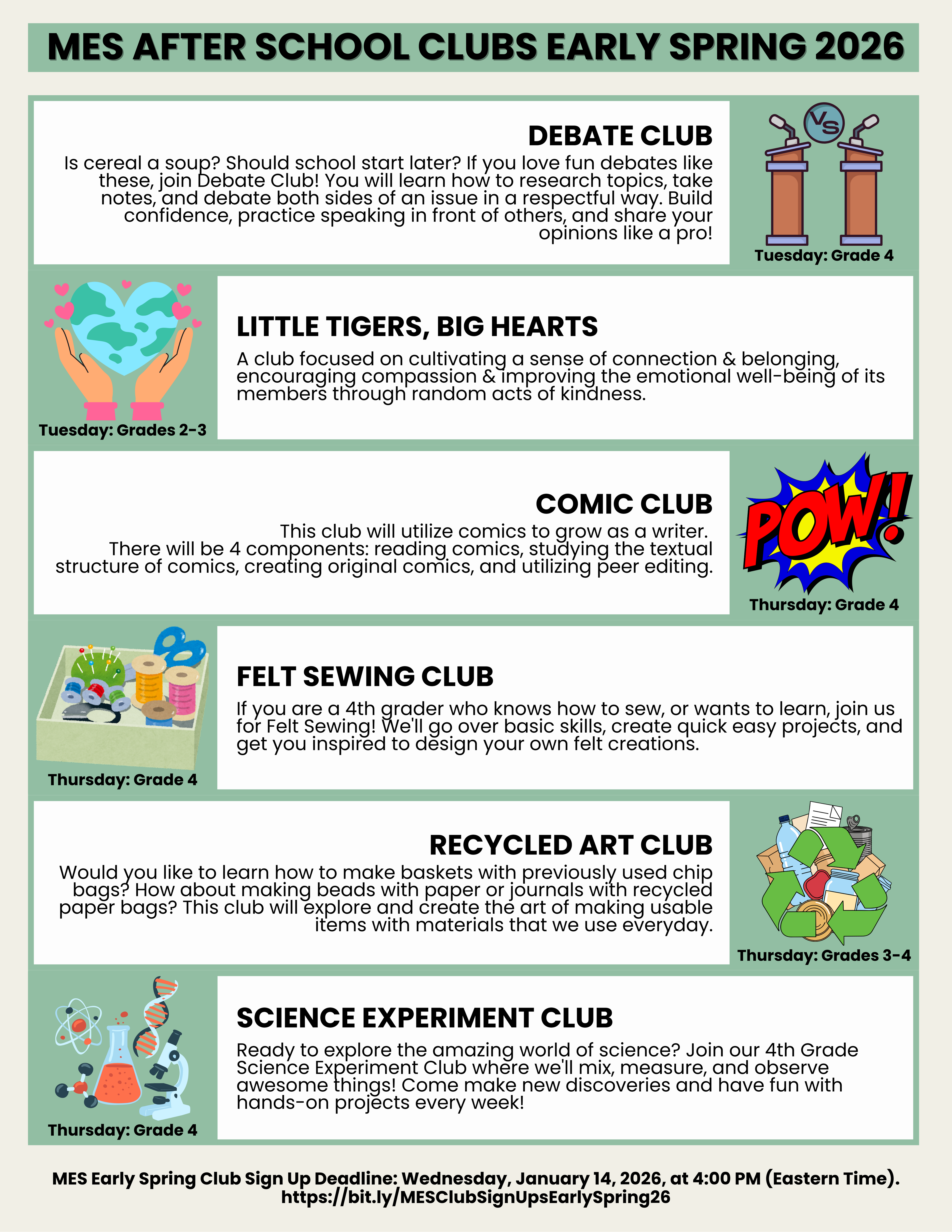 MES After School Club Offerings Early Spring 2026 Pg. 2