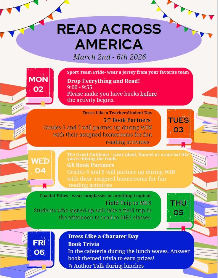 Read Across America 3.2 to 3.6.26-Spirit Week Activities