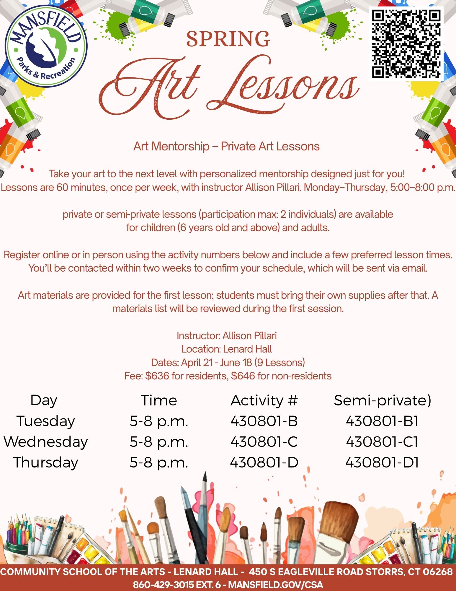 CSA Art Lessons Spring 2026
